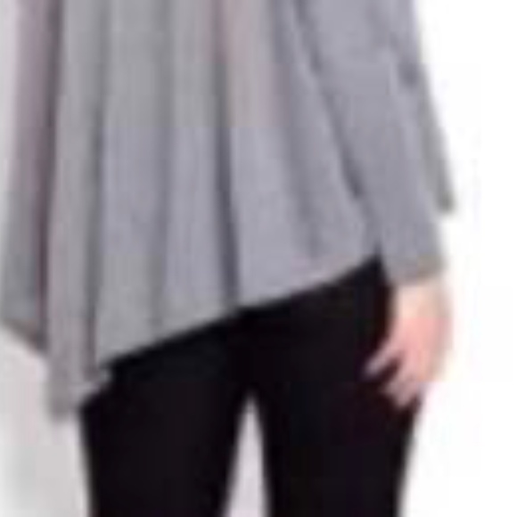 SWEATER, TURTLENECK, ASYMMETRICAL, MEDIUM GREY MIX, SZ 3X, LONG SLEEVES, VISCOSE - Picture 6 of 6